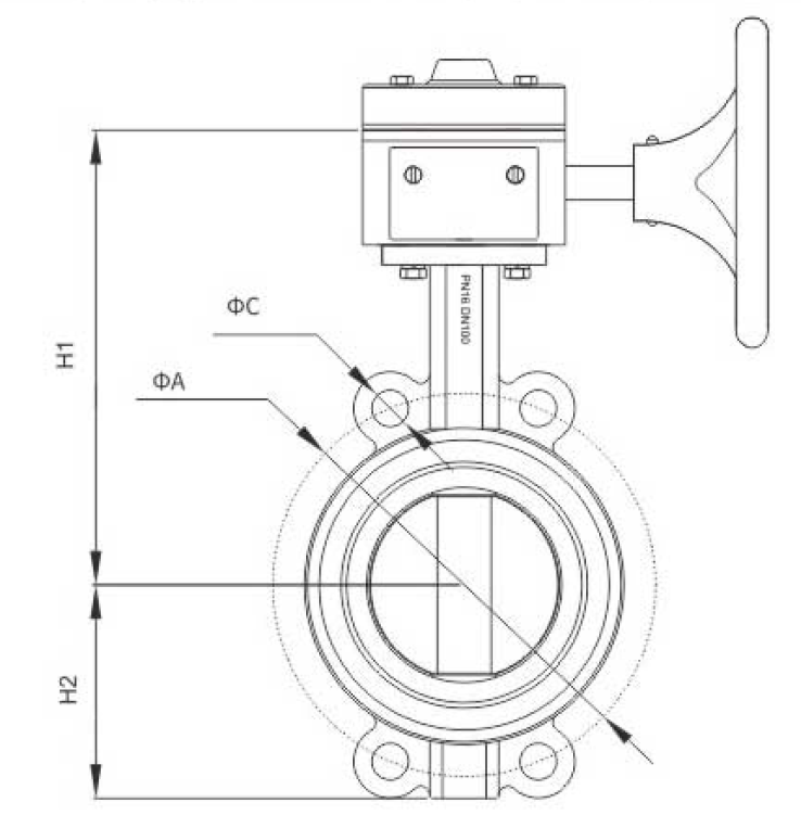 蜗轮消防对夹蝶阀(图1) 蜗轮消防对夹蝶阀(图1)