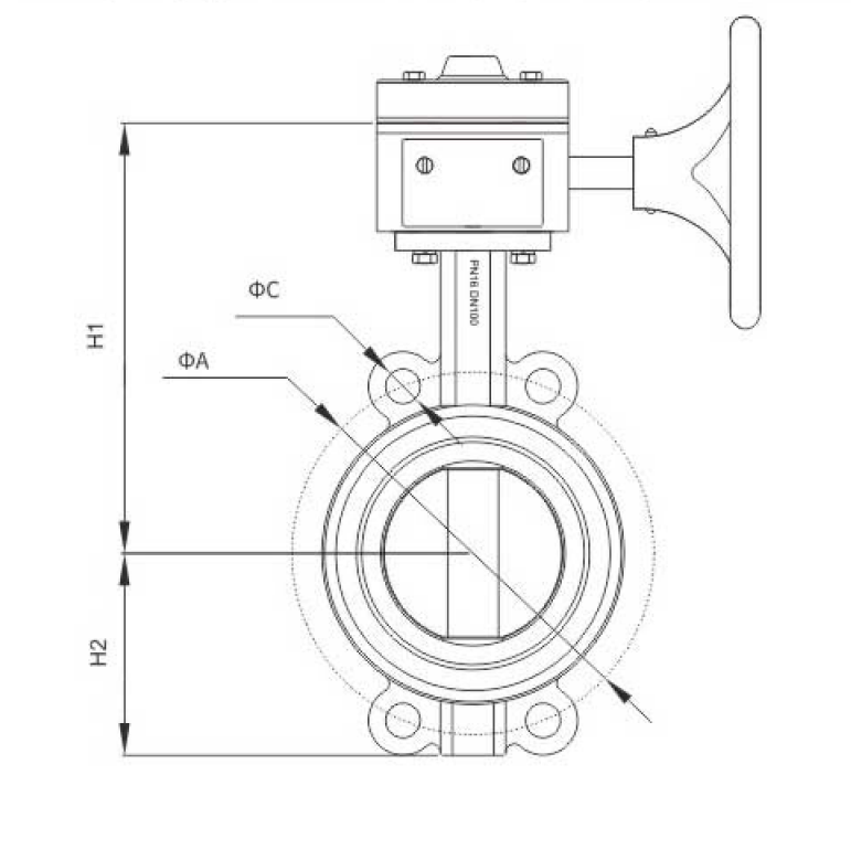 蜗轮消防信号对夹蝶阀(图1) 蜗轮消防信号对夹蝶阀(图1)