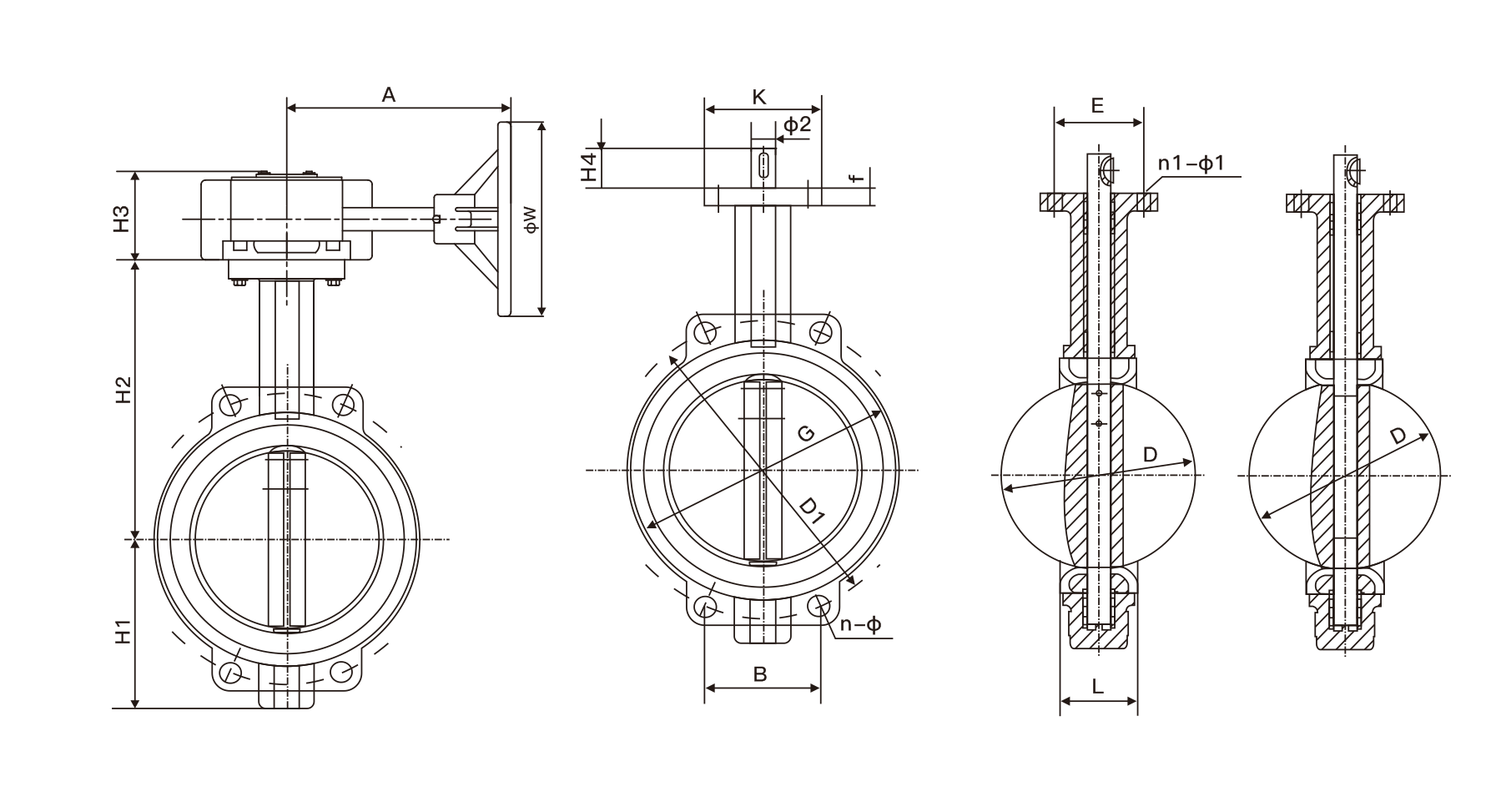 对夹式软密封蝶阀(图1) 对夹式软密封蝶阀(图1)