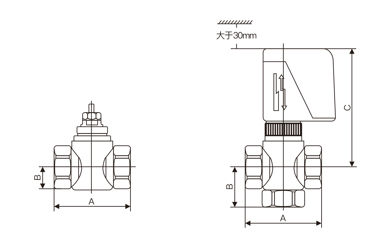 开关式电动二通阀(图1) 开关式电动二通阀(图1)