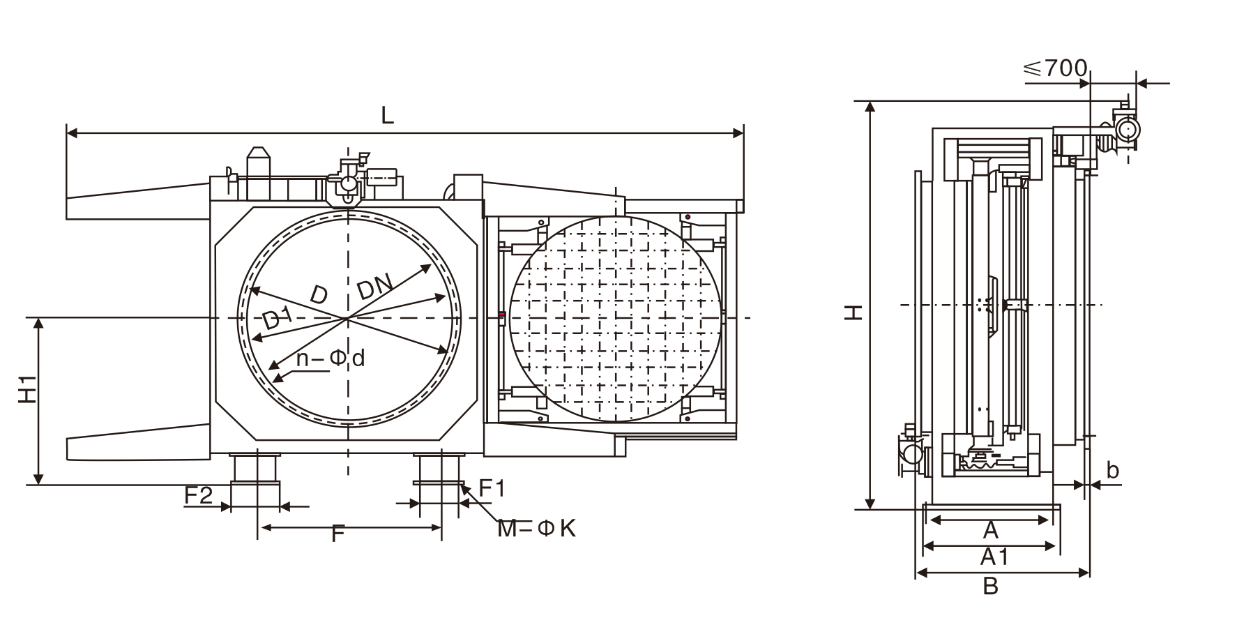电动敞开式插板阀(图1) 电动敞开式插板阀(图1)