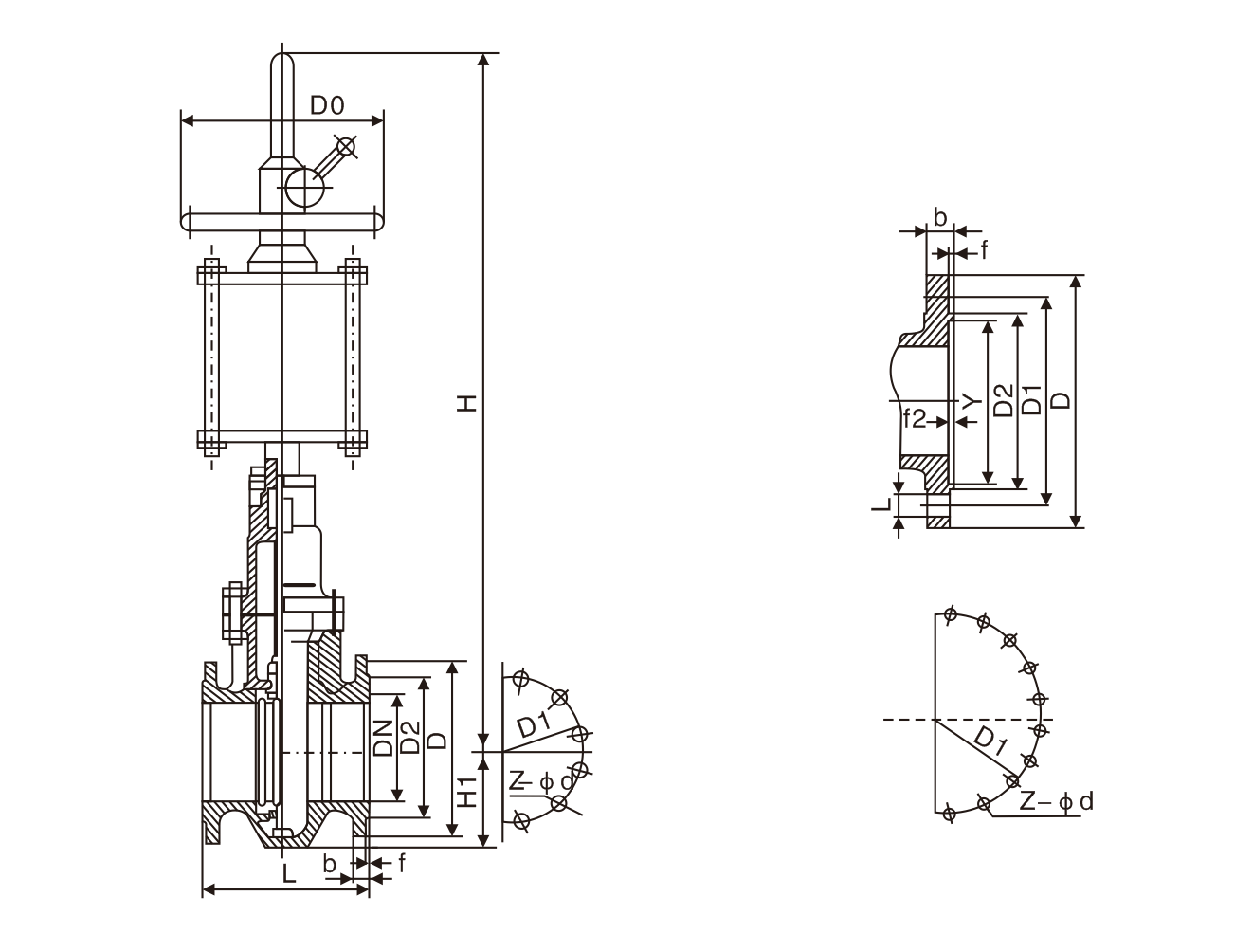 气动无导流平板闸阀(图1) 气动无导流平板闸阀(图1)